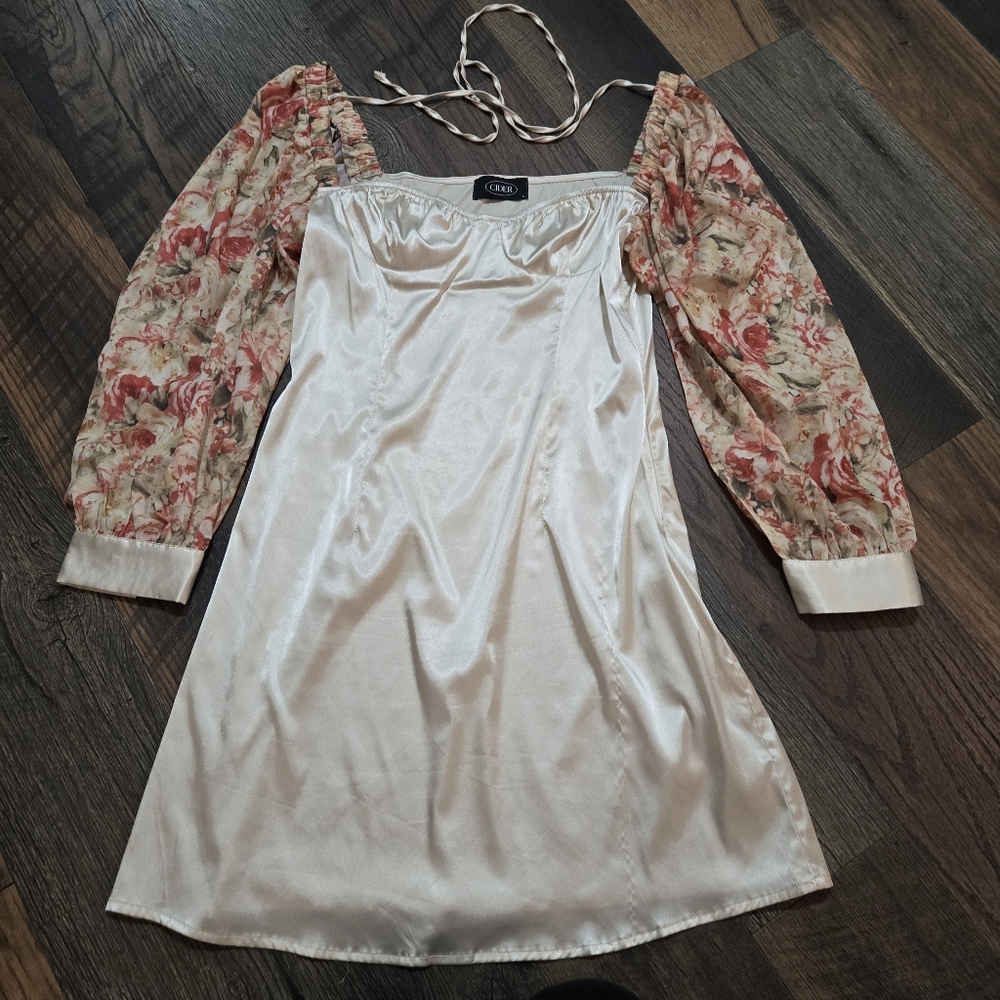 CIDER Museum Date Silk Mini Dress